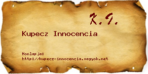 Kupecz Innocencia névjegykártya